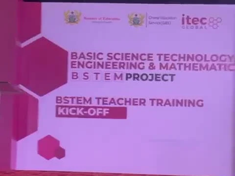 STEM Teacher Training branded stage backdrop at 17 seconds