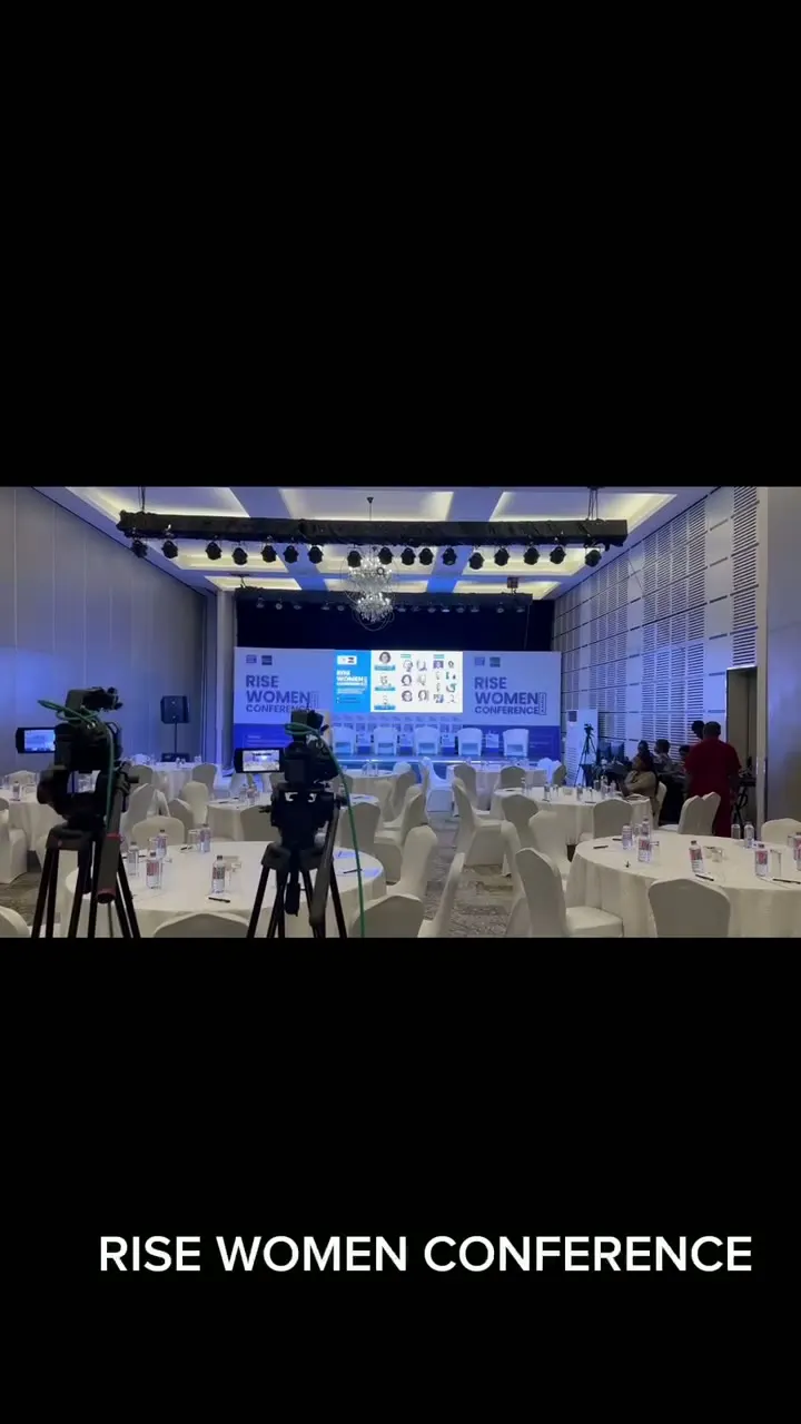 Completed stage and conference room at the Rise Women Conference