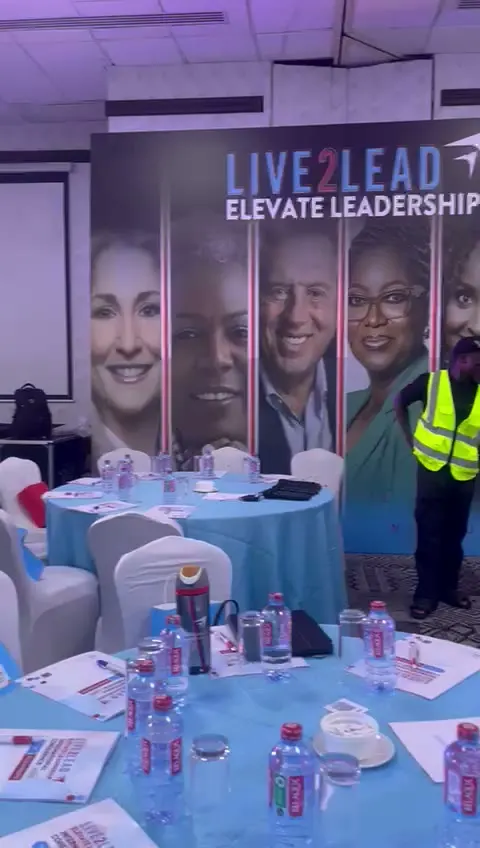 Live2Lead conference stage with LED welcome screen